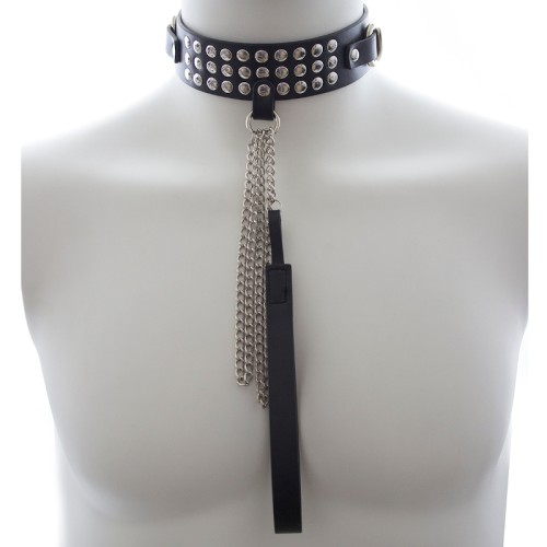 bondage halsband met studs en riem
