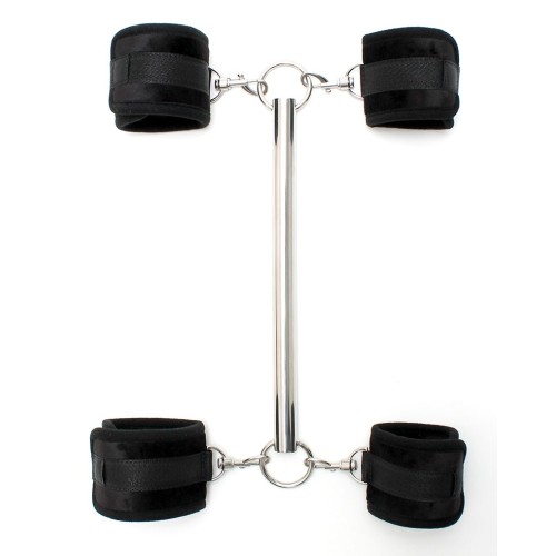 Handboeien + voet met metalenstang zwart bdsm