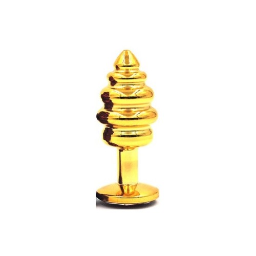 buttplug metaal goudkleurig met rood kristal