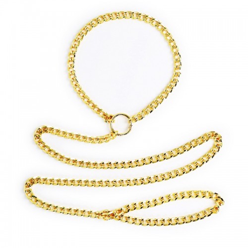 metalen halsband met ketting goud