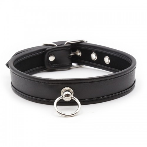 zwarte halsband met ring