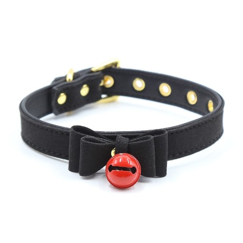 zwarte halsband met strik en kattenbel