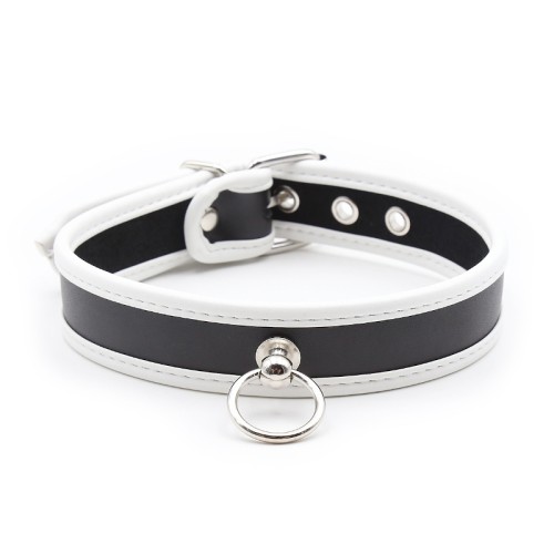 zwart witte halsband met ring