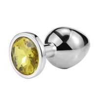 Stalen buttplug met geel kristal