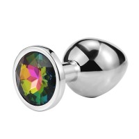Stalen buttplug regenboog kristal 26 - 68 mm