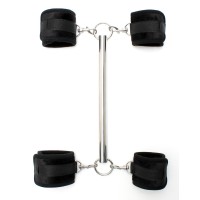 Handboeien + voet met metalenstang zwart bdsm