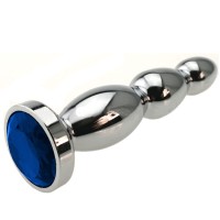 Metalen buttplug met blauw kristal