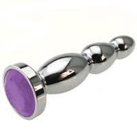 metalen buttplug met paars kristal