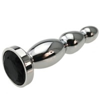 Metalen buttplug met zwart kristal