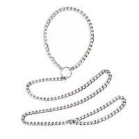 metalen halsband met ketting zilver