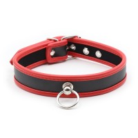 zwart rode halsband met ring