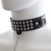 bondage halsband met studs en riem zwart