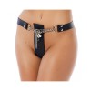 Leren kuisheidsgordel met riem, ketting en hangslot - M/L
