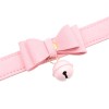 roze bondage halsband met strik en kattenbel
