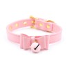 roze halsband met strik en kattenbel