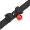 zwarte bondage halsband met strik en kattenbel
